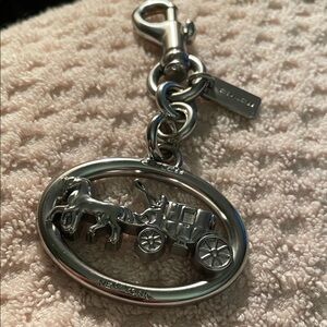 Coach Authentic Silver Horse & Carriage Charm Keychain
